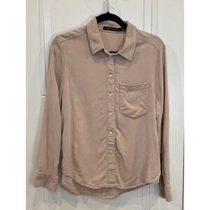 Calvin Klein Jeans Light Mauve Long-Sleeve Button Down Shirt M 100% Viscose EUC
